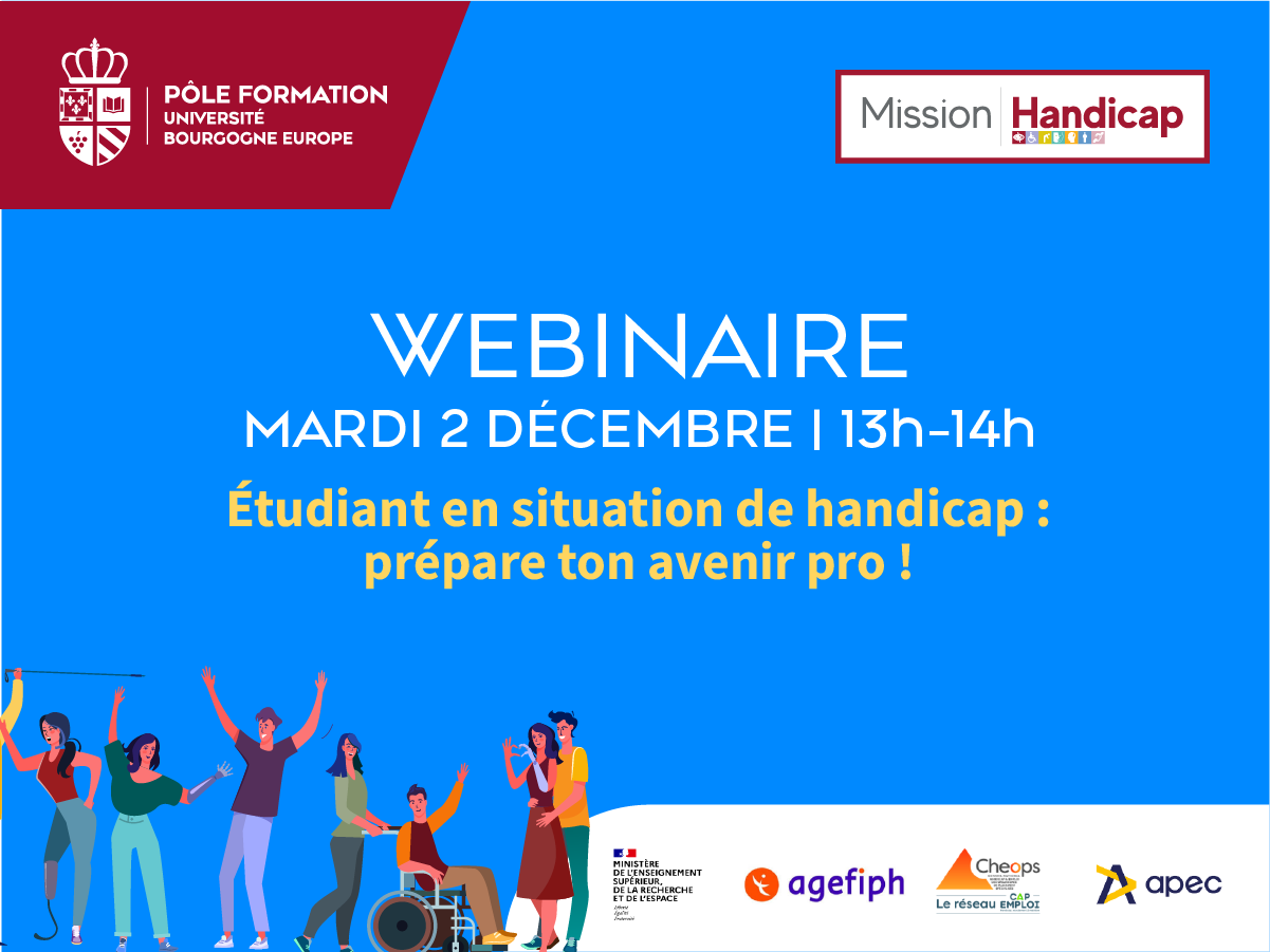 Webinaire pour les étudiants en situation de handicap : Prépare ton avenir pro !